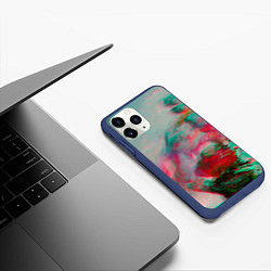 Чехол iPhone 11 Pro матовый Абстрактные переливающиеся краски, цвет: 3D-тёмно-синий — фото 2