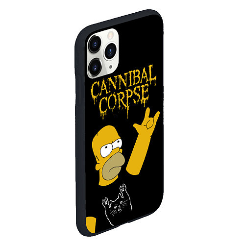 Чехол iPhone 11 Pro матовый Cannibal Corpse Симпсоны Гомер рокер / 3D-Черный – фото 2