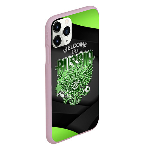 Чехол iPhone 11 Pro матовый Герб России - спортивный черно-зеленый стиль / 3D-Розовый – фото 2