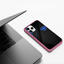 Чехол iPhone 11 Pro матовый Черно-синий герб России, цвет: 3D-малиновый — фото 2