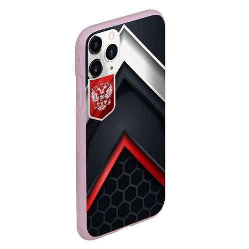 Чехол iPhone 11 Pro матовый Герб России на объемном фоне / 3D-Розовый – фото 2