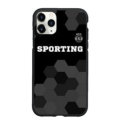 Чехол iPhone 11 Pro матовый Sporting sport на темном фоне: символ сверху, цвет: 3D-черный