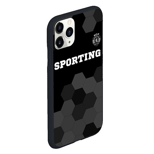 Чехол iPhone 11 Pro матовый Sporting sport на темном фоне: символ сверху / 3D-Черный – фото 2