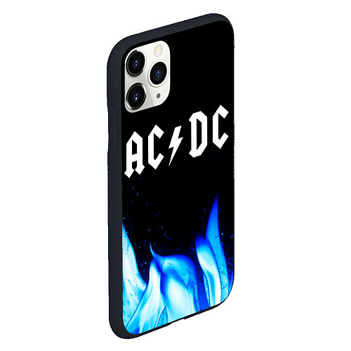 Чехол iPhone 11 Pro матовый AC DC blue fire / 3D-Черный – фото 2