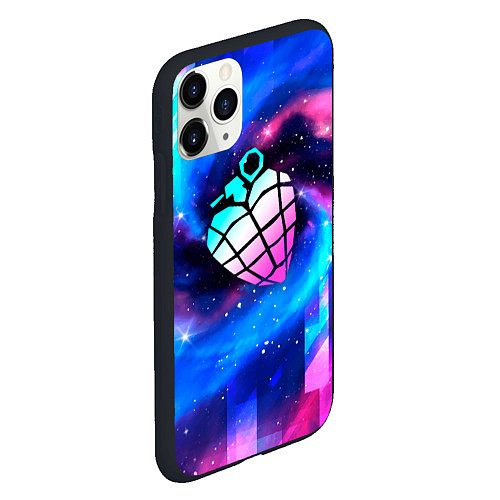 Чехол iPhone 11 Pro матовый Green Day неоновый космос / 3D-Черный – фото 2