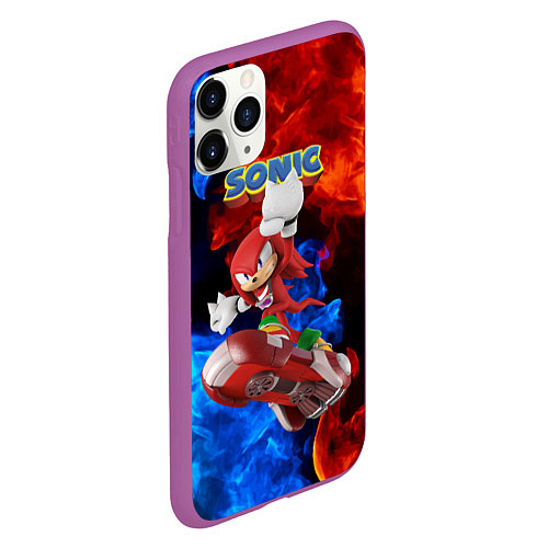 Чехол iPhone 11 Pro матовый Knuckles Echidna - Sonic - Video game / 3D-Фиолетовый – фото 2