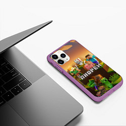 Чехол iPhone 11 Pro матовый Андрей Minecraft, цвет: 3D-фиолетовый — фото 2