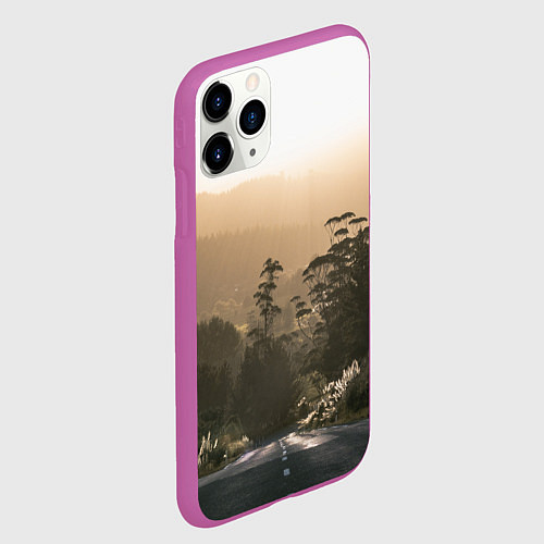 Чехол iPhone 11 Pro матовый Дорога в закaт / 3D-Фиолетовый – фото 2