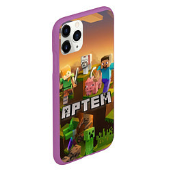 Чехол iPhone 11 Pro матовый Артем Minecraft, цвет: 3D-фиолетовый — фото 2