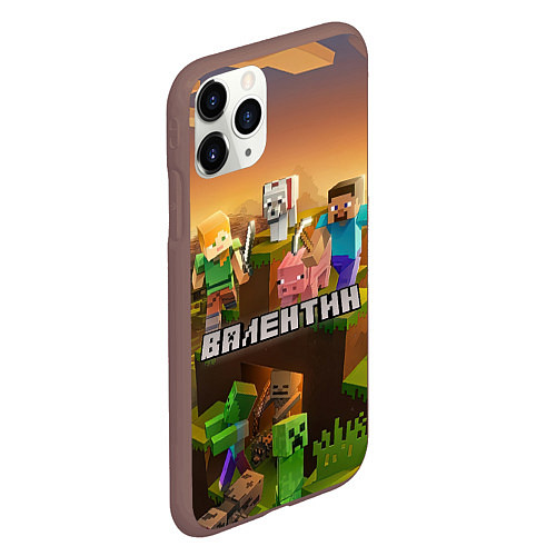 Чехол iPhone 11 Pro матовый Валентин Minecraft / 3D-Коричневый – фото 2