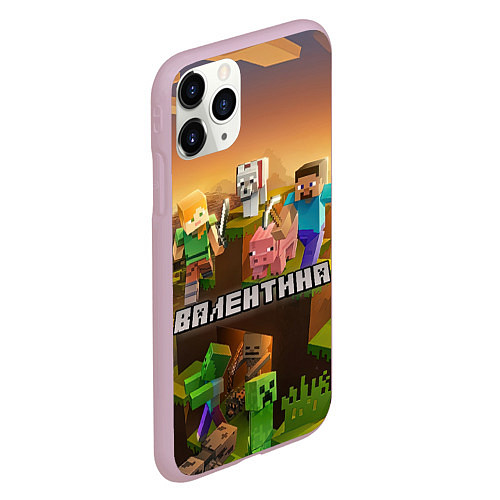 Чехол iPhone 11 Pro матовый Валентина Minecraft / 3D-Розовый – фото 2