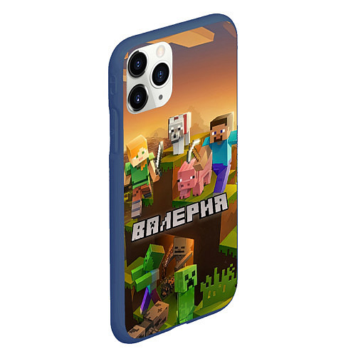 Чехол iPhone 11 Pro матовый Валерия Minecraft / 3D-Тёмно-синий – фото 2