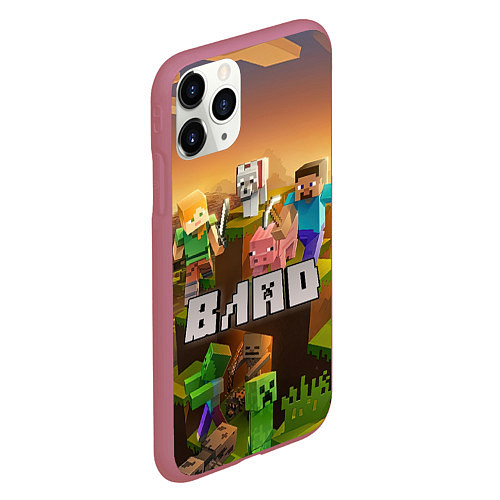 Чехол iPhone 11 Pro матовый Влад - inecraft / 3D-Малиновый – фото 2