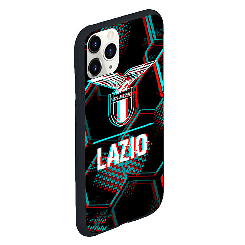 Чехол iPhone 11 Pro матовый Lazio FC в стиле glitch на темном фоне / 3D-Черный – фото 2