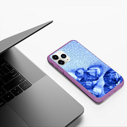 Чехол iPhone 11 Pro матовый Кубики льда и капли воды, цвет: 3D-фиолетовый — фото 2