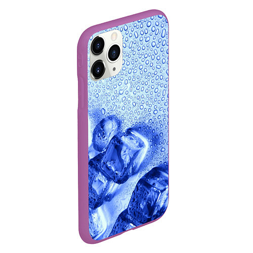 Чехол iPhone 11 Pro матовый Кубики льда и капли воды / 3D-Фиолетовый – фото 2