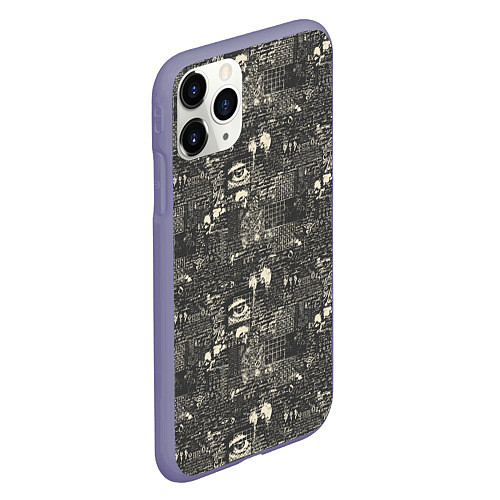 Чехол iPhone 11 Pro матовый Надписи и глаз / 3D-Серый – фото 2