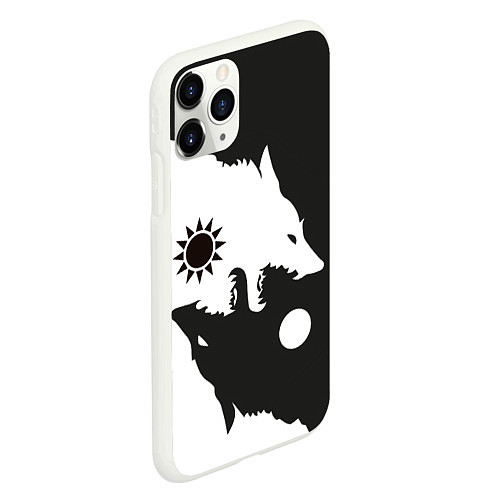 Чехол iPhone 11 Pro матовый Волки инь и ян / 3D-Белый – фото 2