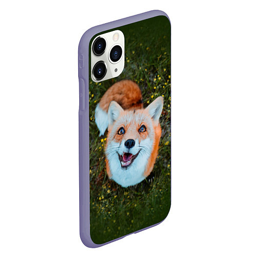 Чехол iPhone 11 Pro матовый Улыбающаяся лиса / 3D-Серый – фото 2