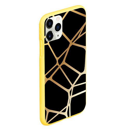 Чехол iPhone 11 Pro матовый Золотая сеть / 3D-Желтый – фото 2