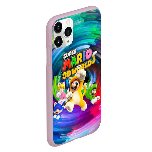 Чехол iPhone 11 Pro матовый Super Mario 3D World - Nintendo - Team of heroes / 3D-Розовый – фото 2