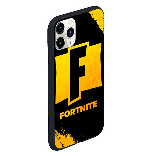 Чехол iPhone 11 Pro матовый Fortnite - gold gradient / 3D-Черный – фото 2