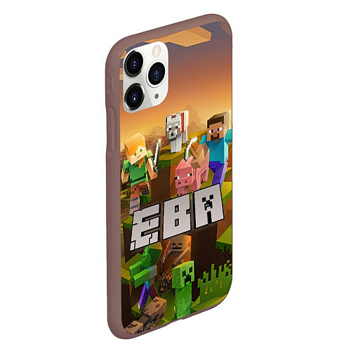 Чехол iPhone 11 Pro матовый Ева Minecraft / 3D-Коричневый – фото 2