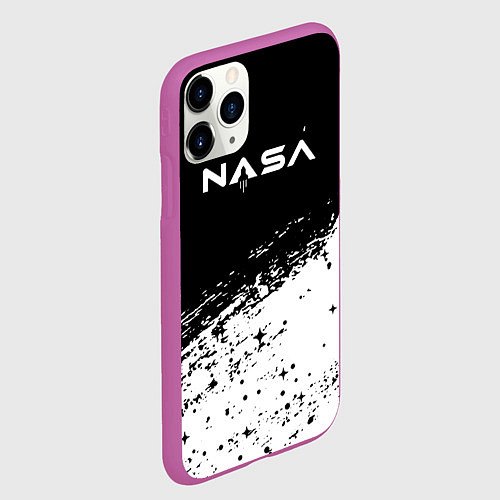 Чехол iPhone 11 Pro матовый Наса белая краска / 3D-Фиолетовый – фото 2