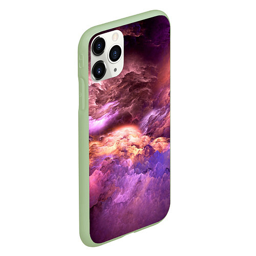 Чехол iPhone 11 Pro матовый Необычное фиолетовое облако / 3D-Салатовый – фото 2