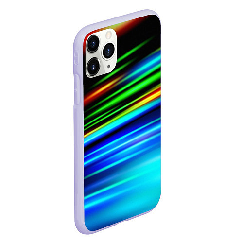 Чехол iPhone 11 Pro матовый Абстрактные неоновые полосы / 3D-Светло-сиреневый – фото 2