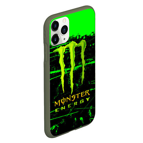 Чехол iPhone 11 Pro матовый Monster energy green neon / 3D-Темно-зеленый – фото 2