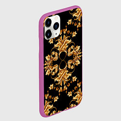 Чехол iPhone 11 Pro матовый Золотая гжель узор, цвет: 3D-фиолетовый — фото 2