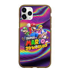 Чехол iPhone 11 Pro матовый Герои Super Mario 3D World - Nintendo