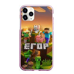 Чехол iPhone 11 Pro матовый Егор Minecraft, цвет: 3D-розовый