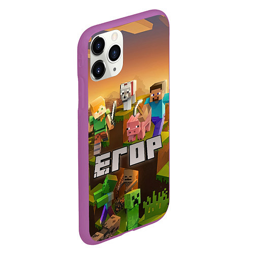 Чехол iPhone 11 Pro матовый Егор Minecraft / 3D-Фиолетовый – фото 2