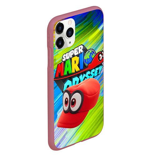 Чехол iPhone 11 Pro матовый Super Mario Odyssey - Nintendo - Бейсболка / 3D-Малиновый – фото 2