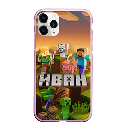 Чехол iPhone 11 Pro матовый Иван Minecraft, цвет: 3D-розовый