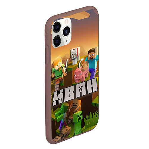 Чехол iPhone 11 Pro матовый Иван Minecraft / 3D-Коричневый – фото 2