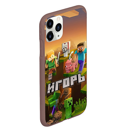 Чехол iPhone 11 Pro матовый Игорь Minecraft / 3D-Коричневый – фото 2