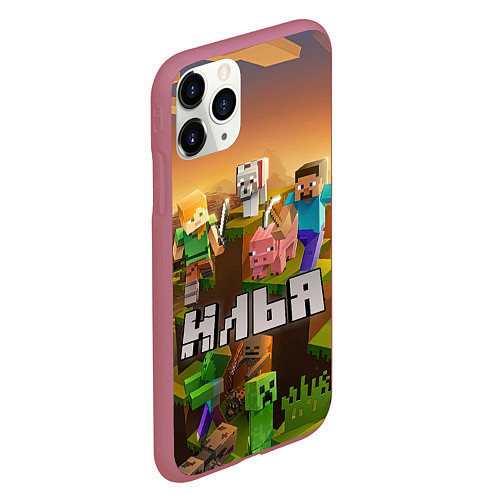 Чехол iPhone 11 Pro матовый Илья Minecraft / 3D-Малиновый – фото 2