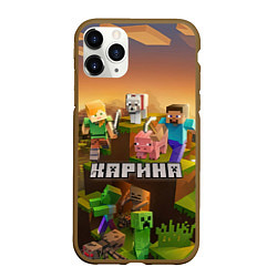 Чехол iPhone 11 Pro матовый Карина Minecraft, цвет: 3D-коричневый