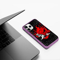 Чехол iPhone 11 Pro матовый Двоичный код - Cyberpunk 2077, цвет: 3D-фиолетовый — фото 2