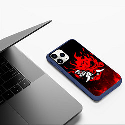 Чехол iPhone 11 Pro матовый Cyberpunk 2077 - Логотип в огне, цвет: 3D-тёмно-синий — фото 2