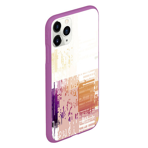 Чехол iPhone 11 Pro матовый Пиксельнaя абстракция / 3D-Фиолетовый – фото 2