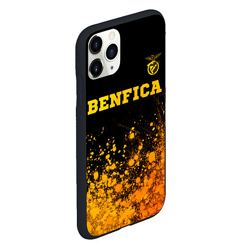 Чехол iPhone 11 Pro матовый Benfica - gold gradient: символ сверху / 3D-Черный – фото 2