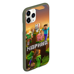 Чехол iPhone 11 Pro матовый Марина Minecraft, цвет: 3D-темно-зеленый — фото 2