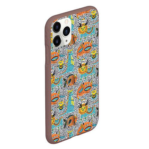 Чехол iPhone 11 Pro матовый Фантастические животные / 3D-Коричневый – фото 2