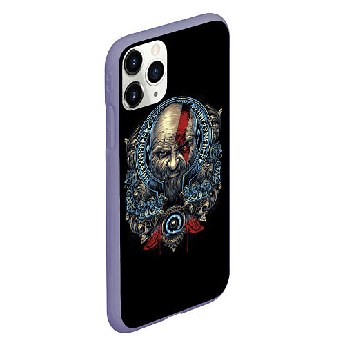 Чехол iPhone 11 Pro матовый Кратос и клики хаоса GoW Ragnarok / 3D-Серый – фото 2