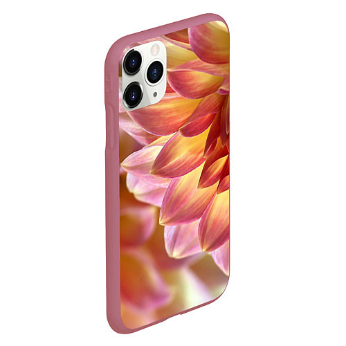 Чехол iPhone 11 Pro матовый Оранжевые георгины лепестки / 3D-Малиновый – фото 2