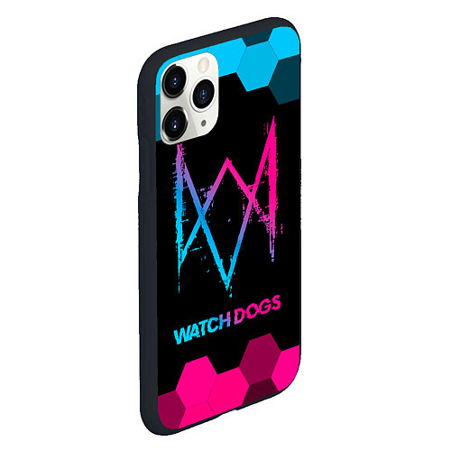 Чехол iPhone 11 Pro матовый Watch Dogs - neon gradient / 3D-Черный – фото 2